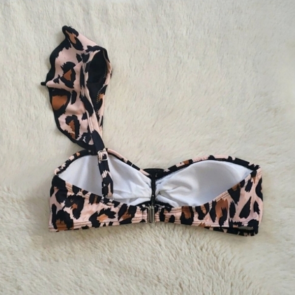 Leopard Ruffle Strap Bandeau High Waist Bikini Set - Picture 7 of 8